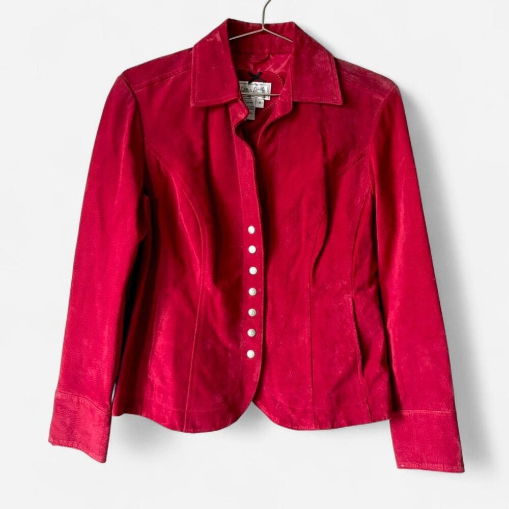 Red Suede Leather Jacket Women's Small Vintage 90s
